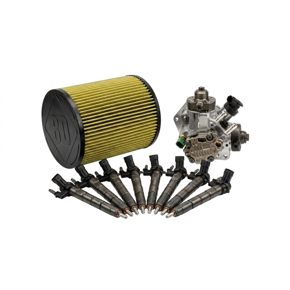 Air filter, fuel pump, and fuel injectors