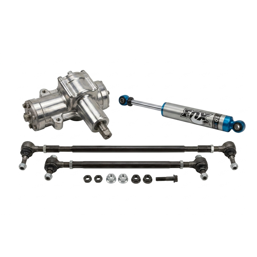Steering box, FOX steering stabilizer, and tie rods