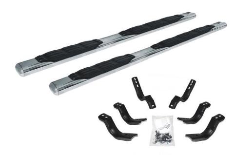 5 Inch 1000 Series Side Steps with Mounting Brackets Kit Polished Stainless Steel 2015-2018 Silverado/Sierra 2500 HD/3500 HD Go Rhino