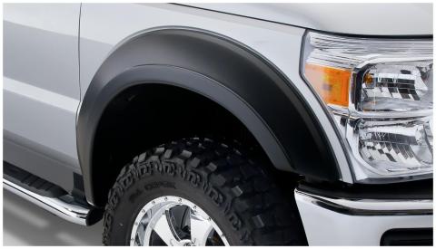 Black Extendafender Style Smooth Finish Front Fender Flares For 2011-2016 Ford F250/F350 Super Duty (Excludes Dually) Bushwacker