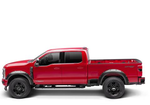 Black Pocket/Rivet Style Smooth Finish 4-Piece Fender Flare Set For 2023-2026 Ford F250/350 Bushwacker