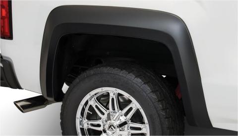 Black Extendafender Style Smooth Finish Rear Fender Flares For 2019 GMC Sierra 1500 Limited, 2014-2018 GMC Sierra 1500, 2015-2019 Sierra 2500HD/3500 Hd (Excludes Dually) Bushwacker