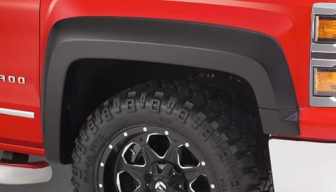 Black Extendafender Style Smooth Finish Front Fender Flares For 2019 Chevrolet Silverado 1500 Ld, 2014-2018 Silverado 1500, 2015-2019 Silverado 2500 Hd/3500 Hd Bushwacker