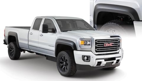Black Extendafender Style Smooth Finish 4-Piece Fender Flare Set For 2015-2019 GMC Sierra 2500 Hd/3500 Hd Bushwacker