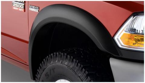 Black Extendafender Style Smooth Finish Front Fender Flares For 1994-2001 Dodge Ram 1500 1994-2002 Ram 2500, 3500 Bushwacker