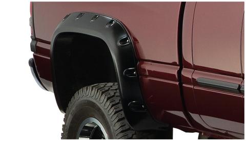 Black Pocket/Rivet Style Smooth Finish Rear Fender Flares For 1994-2001 Dodge Ram 1500 1994-2002 Ram 2500, 3500 Bushwacker