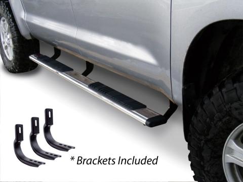 5 Inch OE Xtreme Low Profile SideSteps With Mounting Bracket Kit Polished Stainless Steel 2005-2023 Toyota Tacoma Go Rhino