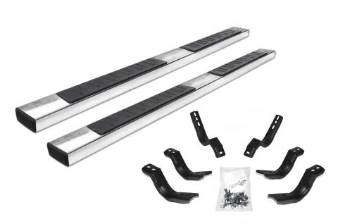 6 Inch OE Xtreme II SideSteps With Mounting Bracket Kit Polished Stainless Steel 2007-2018 Silverado/Sierra 1500/2500 HD Go Rhino