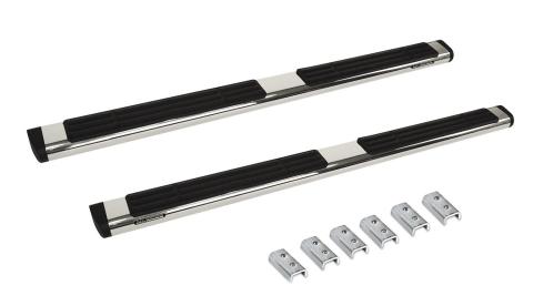 6 Inch OE Xtreme SideSteps With Mounting Bracket Kit Polished Stainless Steel 2009-2010 Dodge Ram 1500/2500/3500 Go Rhino