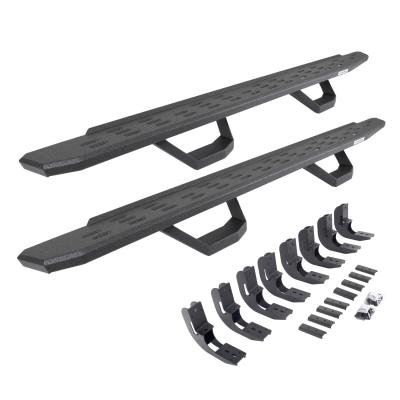 RB30 Running Boards with Mounting Brackets & 2 Pairs of Drop Steps Kit Protective Bedliner Coating 2019-2026 Sierra 1500 2020-2026 Sierra 2500/3500 HD Go Rhino