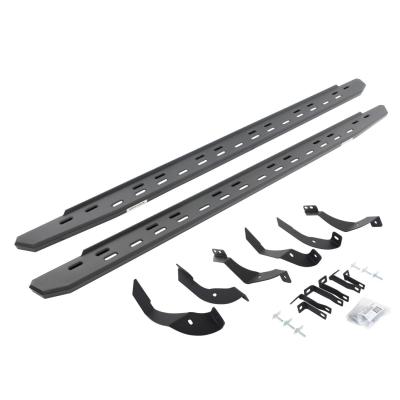 RB30 Slim Line Running Boards with Mounting Bracket Kit Textured Black 2015-2019 Silverado/Sierra 2500 HD Go Rhino