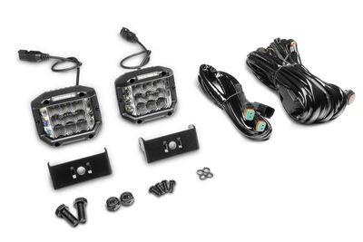 Go Rhino Bright Series Lights Pair of 4x3 Sideline Cube LED Flood Light Kit Black Go Rhino