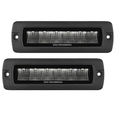 Go Rhino Blackout Series Lights Pair of Sixline LED Flood Light Kit Flush Mount Black Go Rhino