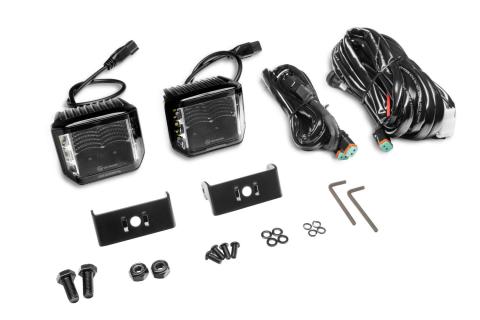 Go Rhino Blackout Series Lights Pair of 4x3 Cube LED Sideline Flood Light Kit Black Go Rhino