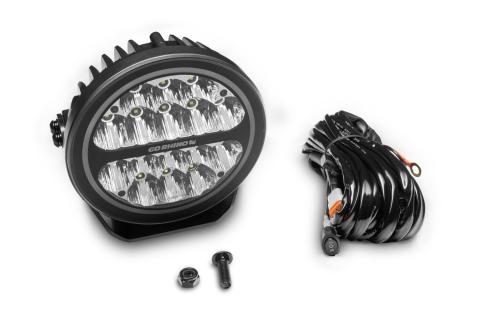 Go Rhino Blackout Series Lights 7 Inch Round LED Driving Light With Daytime Running Lights Black Go Rhino