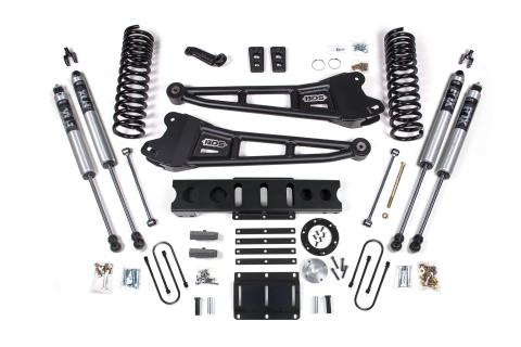 13-18 Ram 3500 4WD (Diesel) 6 Inch Radius Arm Suspension Lift Kit, 6-Bolt Indexing Ring, 4 Inch Rear Lift, Block - Fox 2.0 IFP Performance Series Shocks BDS Suspension