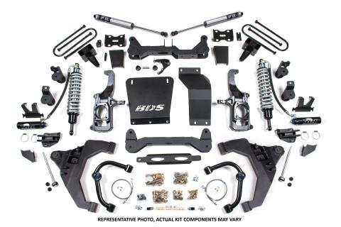 11-19 Chevrolet Silverado 2500HD/3500HD - GMC Sierra 2500HD/3500HD 4WD 6.5 Inch Coilover Conversion Kit, 5 Inch Rear Lift, Block with Overload - Fox 2.5 Performance Elite Series C/O, Fox 2.0 IFP Performance Series Shocks BDS Suspension