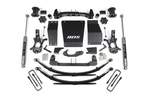 14-18 Chevrolet Silverado 1500 - GMC Sierra 1500 4WD 4.5 Inch Suspension Lift Kit (Aluminum / Stamped Steel), 4 Inch Rear Lift, Leaf Springs, NX2 Nitro Series Shocks BDS Suspension