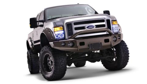 Black Cutout Style Smooth Finish Front Fender Flares For 1999-2010 Ford F250 Styleside Super Duty 2008-2010 F350 To F-550 Super Duty Bushwacker