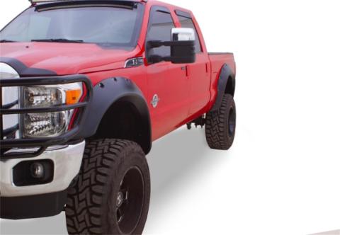 Black Cutout Style Smooth Finish Front Fender Flares For 2011-2016 Ford F250 To F-450 Super Duty Bushwacker
