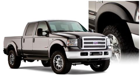 Black Extendafender Style Smooth Finish 4-Piece Fender Flare Set For 1999-2007 Ford F250/F350 Super Duty Bushwacker