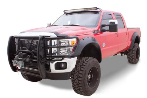 Black Cutout Style Smooth Finish 4-Piece Fender Flare Set For 2011-2016 Ford F250 To F-450 Super Duty Bushwacker