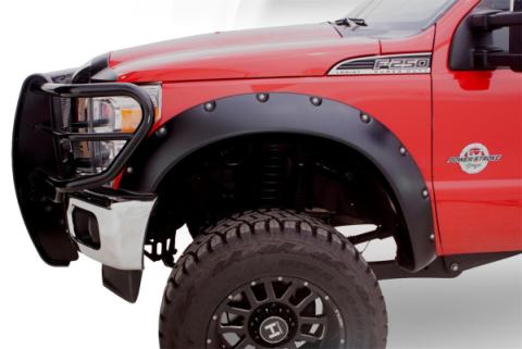 Black Cutout Style Smooth Finish 4-Piece Fender Flare Set For 2011-2016 Ford F250 To F-450 Super Duty Bushwacker