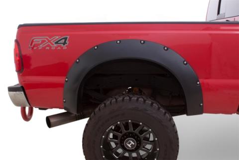 Black Cutout Style Smooth Finish 4-Piece Fender Flare Set For 2011-2016 Ford F250 To F-450 Super Duty Bushwacker