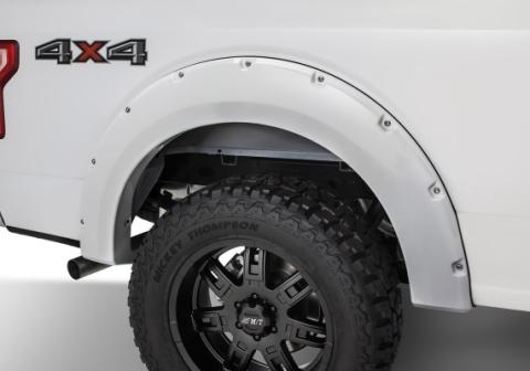 Pocket/Rivet Style Color Matched Oxford White 4-Piece Fender Flare Set For 2017-2022 Ford F250/F350 Super Duty Bushwacker