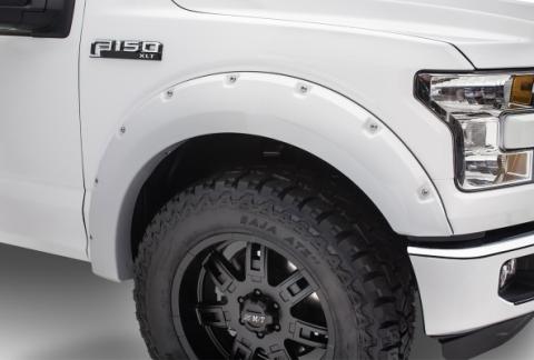 Pocket/Rivet Style Color Matched Oxford White 4-Piece Fender Flare Set For 2017-2022 Ford F250/F350 Super Duty Bushwacker