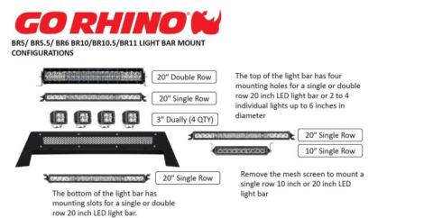 BR6/BR11 Light Bar Mount Textured Black 2013-2025 Ram 1500 2017-2025 Ford F-150 Go Rhino