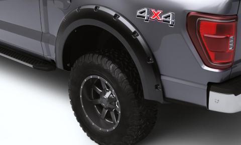 Black Forge Pocket/Rivet Textured Finish 4-Pc Fender Flare Set For 99-07 Ford F250/350 Excludes Dually Bushwacker