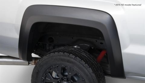 Black Extendafender Style Smooth Finish Rear Fender Flares For 2019 GMC Sierra 1500 Limited, 2014-2018 GMC Sierra 1500, 2015-2019 Sierra 2500HD/3500 Hd (Excludes Dually) Bushwacker