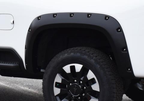 Black Pocket/Rivet Style Smooth Finish Rear Fender Flares For 2020-2026 Chevy 2500/3500 Bushwacker