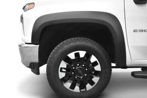Black Extendafender Style Smooth Finish Front Fender Flares For 2020-2026 Chevrolet Silverado 2500/3500 Bushwacker