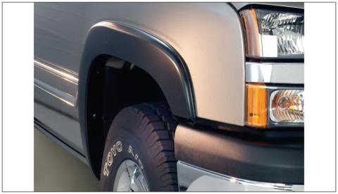 Black OE Style Smooth Finish 4-Piece Fender Flare Set For 2003-2007 Chevrolet Silverado Trucks (Check Application Guide) Bushwacker