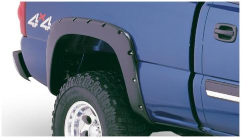 Black Pocket/Rivet Style Smooth Finish 4-Piece Fender Flare Set For 2003-2006 Silverado 1500, 1500 Hd, 2500 Hd, 3500 2007 Silverado Classic Models Excludes Dually Bushwacker