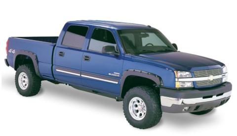 Black Pocket/Rivet Style Smooth Finish 4-Piece Fender Flare Set For 2003-2006 Silverado 1500, 1500 Hd, 2500 Hd, 3500 2007 Silverado Classic Models Excludes Dually Bushwacker