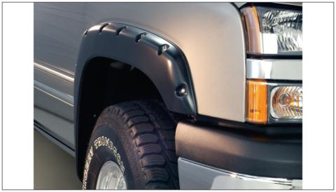 Black Pocket/Rivet Style Smooth Finish 4-Piece Fender Flare Set For 2003-2006 Silverado 1500, 1500 Hd, 2500 Hd, 3500 2007 Silverado Classic Models Excludes Dually Bushwacker