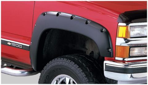 Black Pocket/Rivet Style Smooth Finish 4-Piece Fender Flare Set For 1988-2000 Chevrolet/GMC Trucks (Check Application Guide) Bushwacker