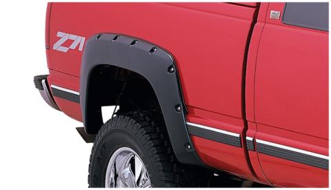 Black Pocket/Rivet Style Smooth Finish 4-Piece Fender Flare Set For 1988-2000 Chevrolet/GMC Trucks (Check Application Guide) Bushwacker