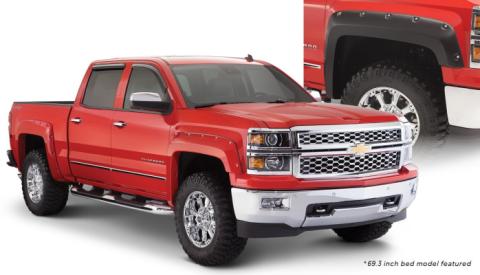 Black Pocket/Rivet Style Smooth Finish 4-Piece Fender Flare Set For 2007-2013 Silverado 1500 2007-2014 Silverado 2500 Hd/3500 Hd Fits 78, 78.7/97.6 Inch Bed Bushwacker