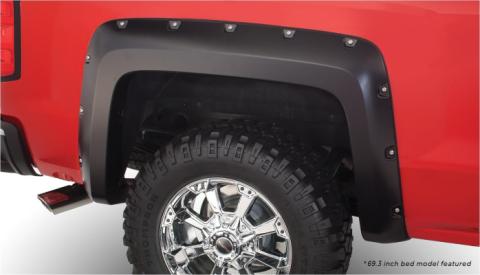 Black Pocket/Rivet Style Smooth Finish 4-Piece Fender Flare Set For 2007-2013 Silverado 1500 2007-2014 Silverado 2500 Hd/3500 Hd Fits 78, 78.7/97.6 Inch Bed Bushwacker
