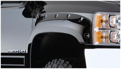 Black Cutout Style Smooth Finish 4-Piece Fender Flare Set For 2007-2013 GMC Sierra 1500 2007-2014 Sierra 2500 Hd/3500 Hd Fits 78.7/97.6 Inch Bed Bushwacker