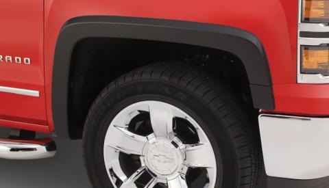 Black OE Style Smooth Finish 4-Piece Fender Flare Set For 14-18 Chevrolet 1500, 19 Silverado Ld, 15-19 Chevrolet Silverado 2500/3500 (Excludes Dually) Bushwacker