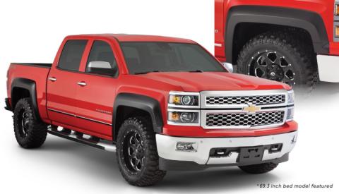 Black Extendafender Style Smooth Finish 4-Piece Fender Flare Set For 2019 Chevrolet Silverado 1500 Ld, 2014-2018 Silverado 1500, 2015-2019 Silverado 2500 Hd/3500 Hd Fits 78.8/97.8 Inch Bed Bushwacker