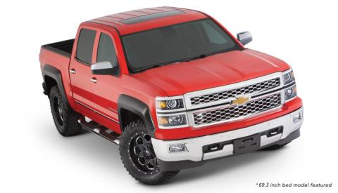 Black Extendafender Style Smooth Finish 4-Piece Fender Flare Set For 2019 Chevrolet Silverado 1500 Ld, 2014-2018 Silverado 1500, 2015-2019 Silverado 2500 Hd/3500 Hd Fits 78.8/97.8 Inch Bed Bushwacker