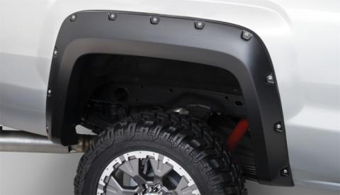 Black Pocket/Rivet Style Smooth Finish 4-Piece Fender Flare Set For 2015-2019 GMC Sierra 2500 Hd/3500 Hd Bushwacker