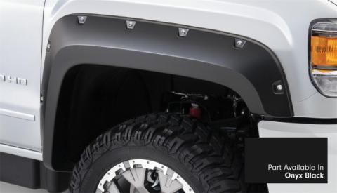 Pocket/Rivet Style Color Matched Onyx Black 4-Piece Fender Flare Set For 2017-2019 Sierra 2500 Hd/3500 Hd Bushwacker
