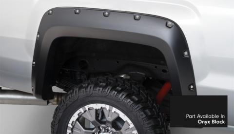 Pocket/Rivet Style Color Matched Onyx Black 4-Piece Fender Flare Set For 2017-2019 Sierra 2500 Hd/3500 Hd Bushwacker